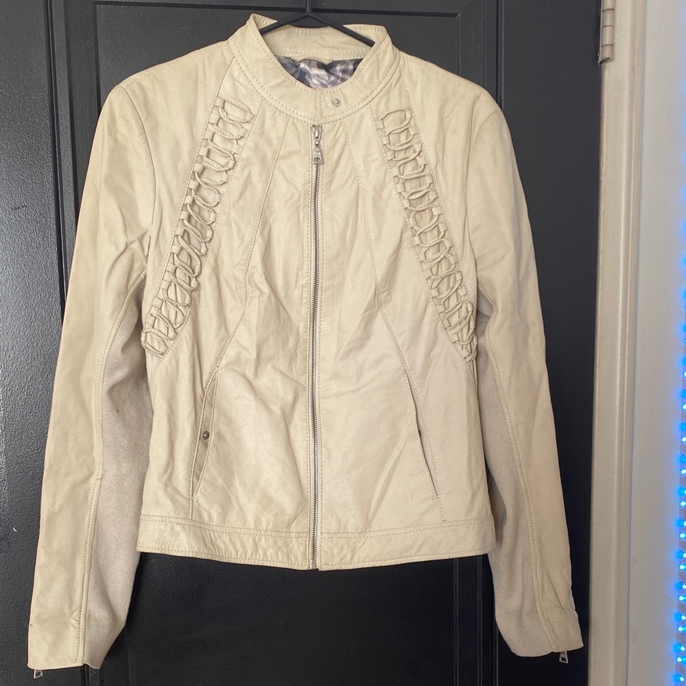 Women’s “Blink” Leather Jacket (Off-White)